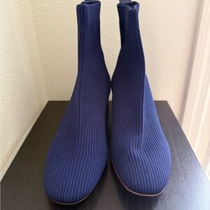 The Glove Boot in Reknit Everlane  Navy Blue Ribbed Ankle Boots